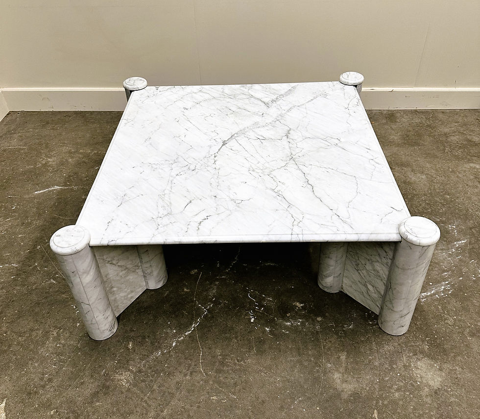 Thumbnail: Vintage Monumental Square Carrara Marble Coffee Table, 1980s, Italy.