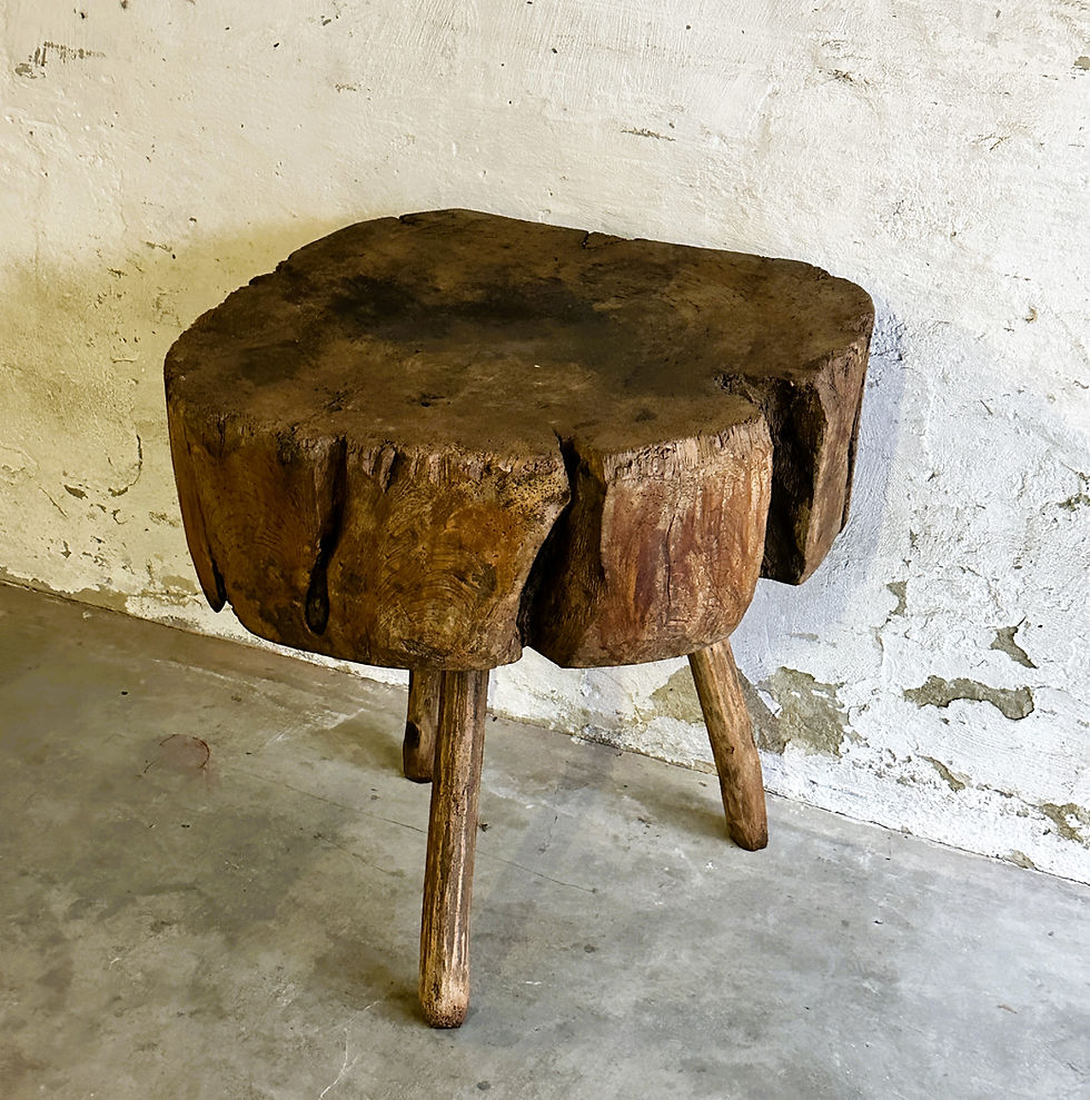 Thumbnail: 19Thc French Provincial Elm Chopping Block Table, France.