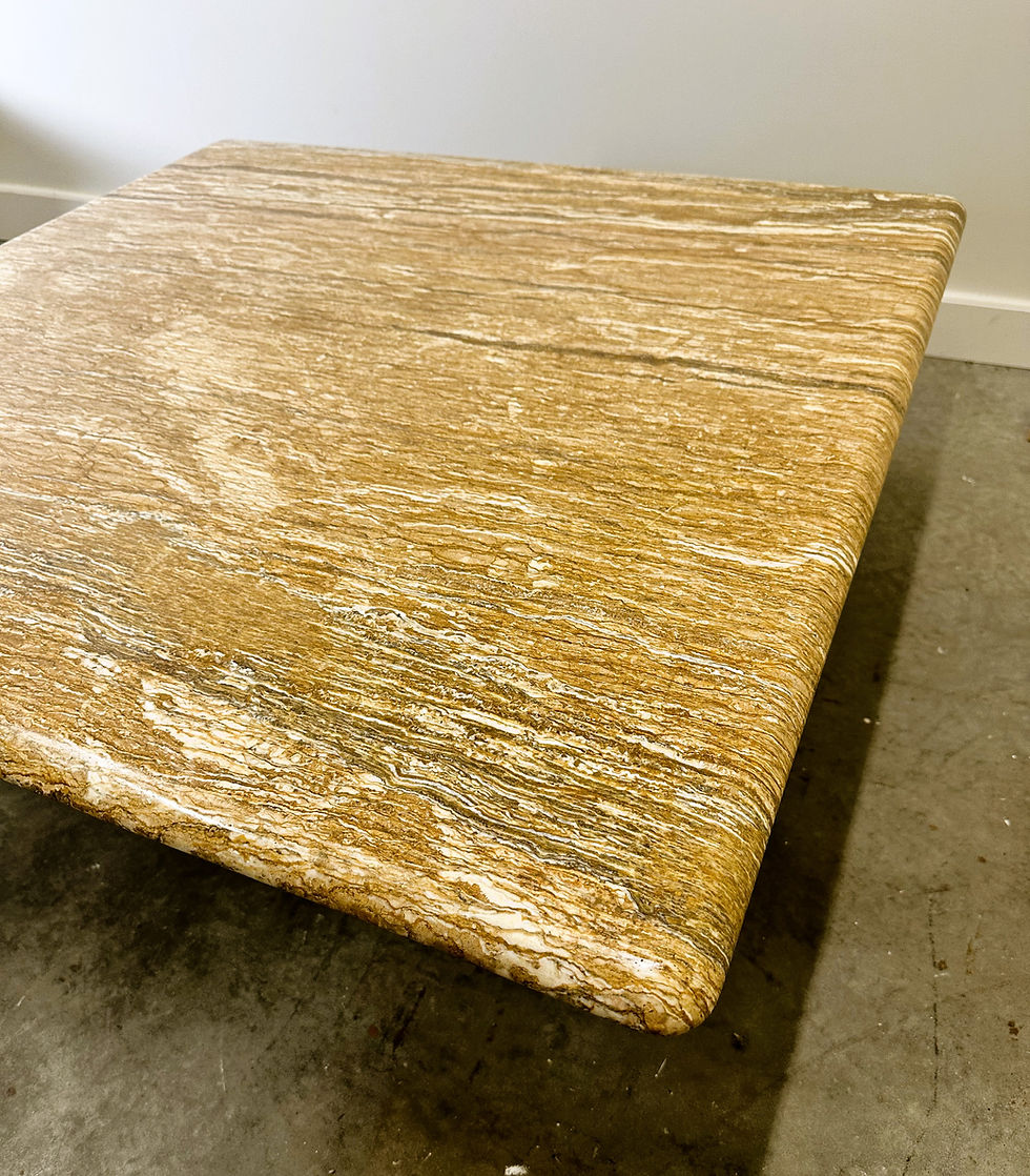 Thumbnail: XL Vintage Square Caramel Travertine Coffee Table, 1980s