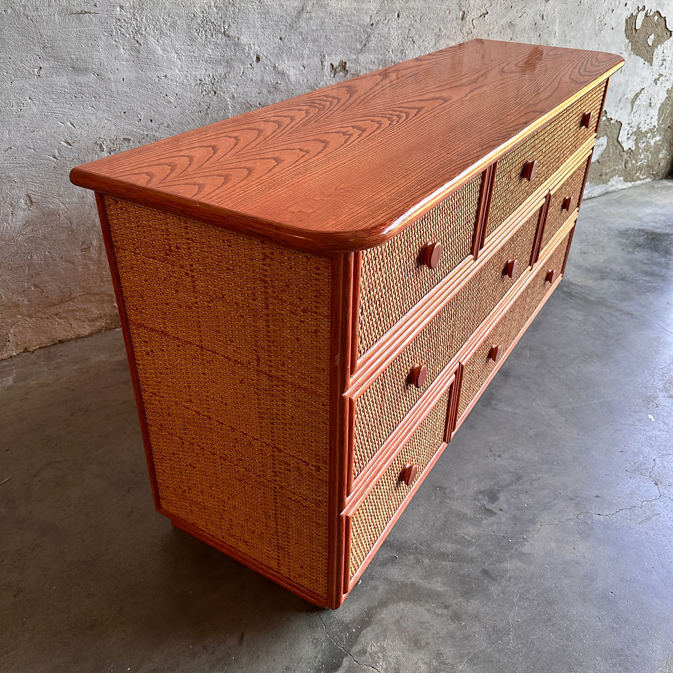 Thumbnail: Vintage Maugrion Rattan Bamboo Chest of Drawers for Roche Bobois – Le Rotin Pres