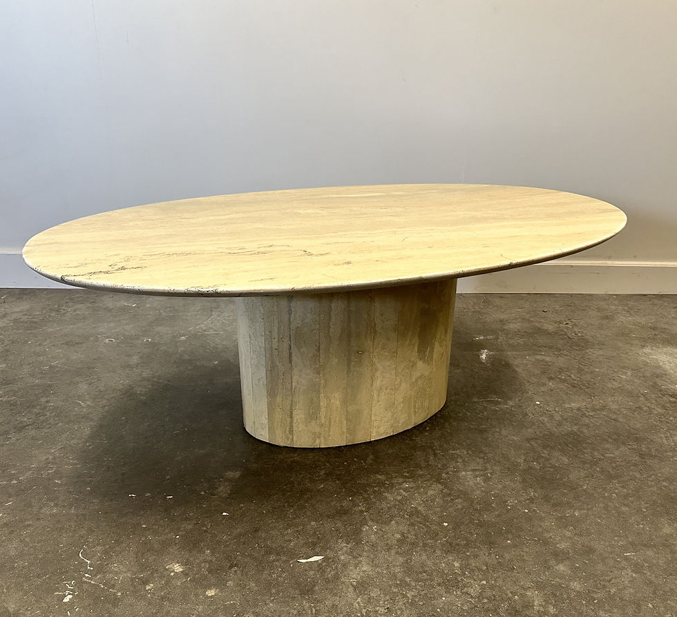 Thumbnail: Vintage Oval Travertine Coffee Table, Germany 1984.