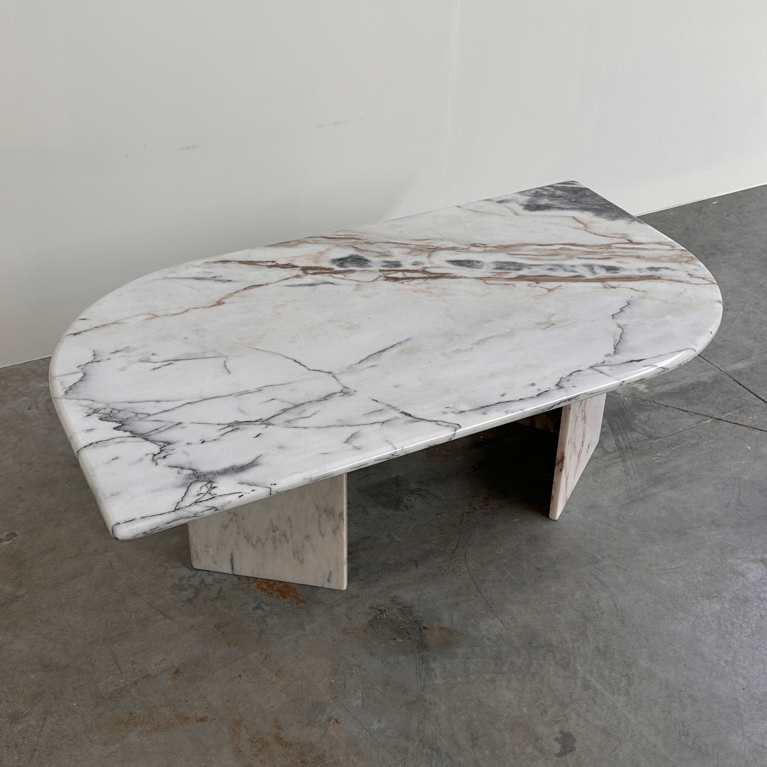 Large Italian Postmodern Marble Coffee Table, Sculptural Vintage Stone Table, 19