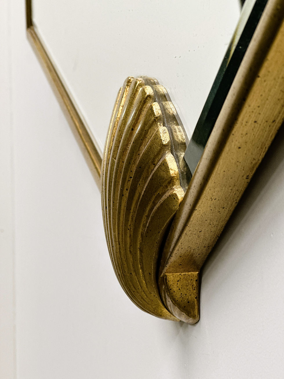 Thumbnail: Deknudt Fan-Shaped Mirror with Gilded Shell Motif, Belgium, 1980s