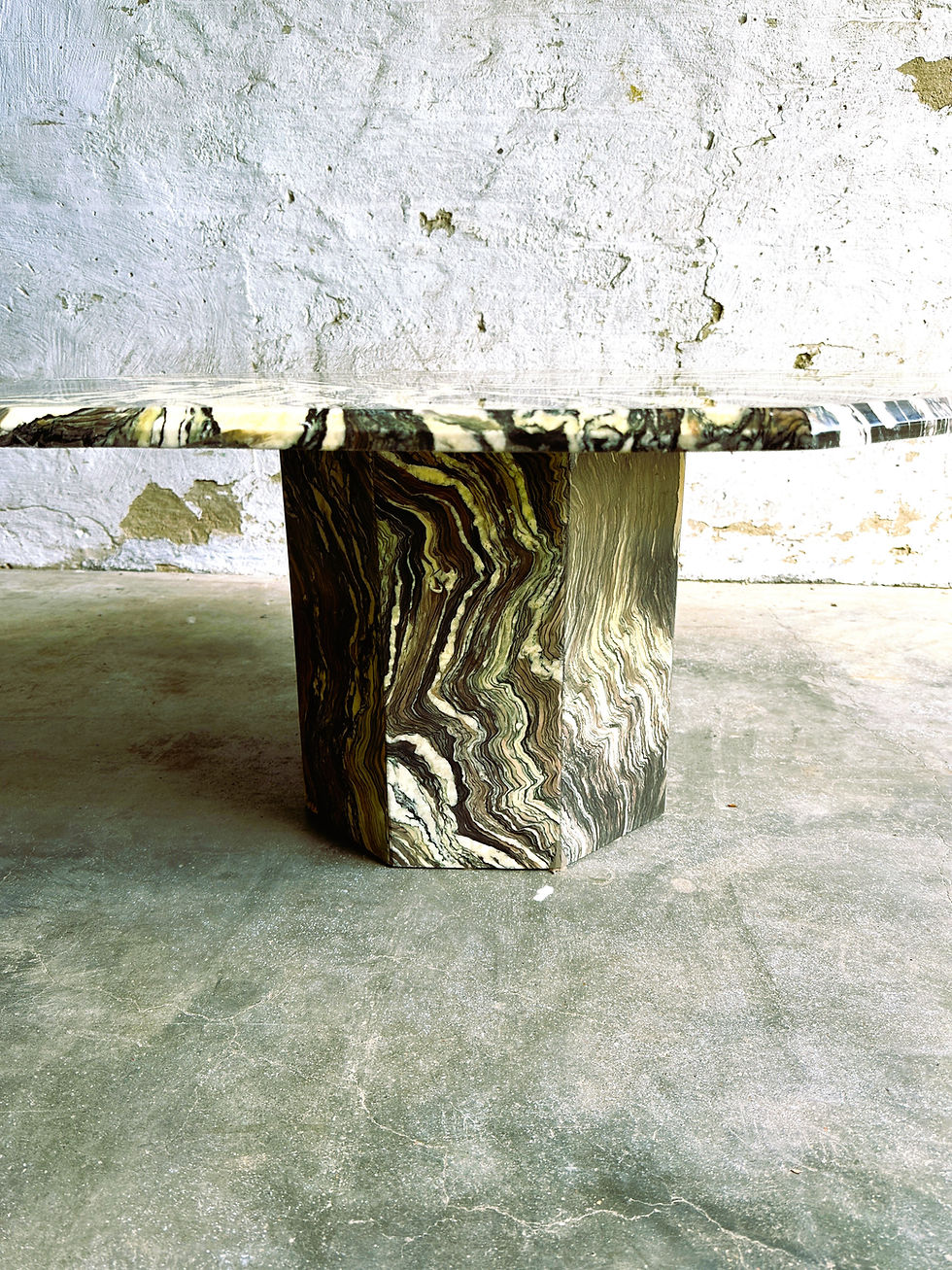 Thumbnail: Vintage Hexagonal Cipollino Marble Coffee Table, Belgium 1970s.