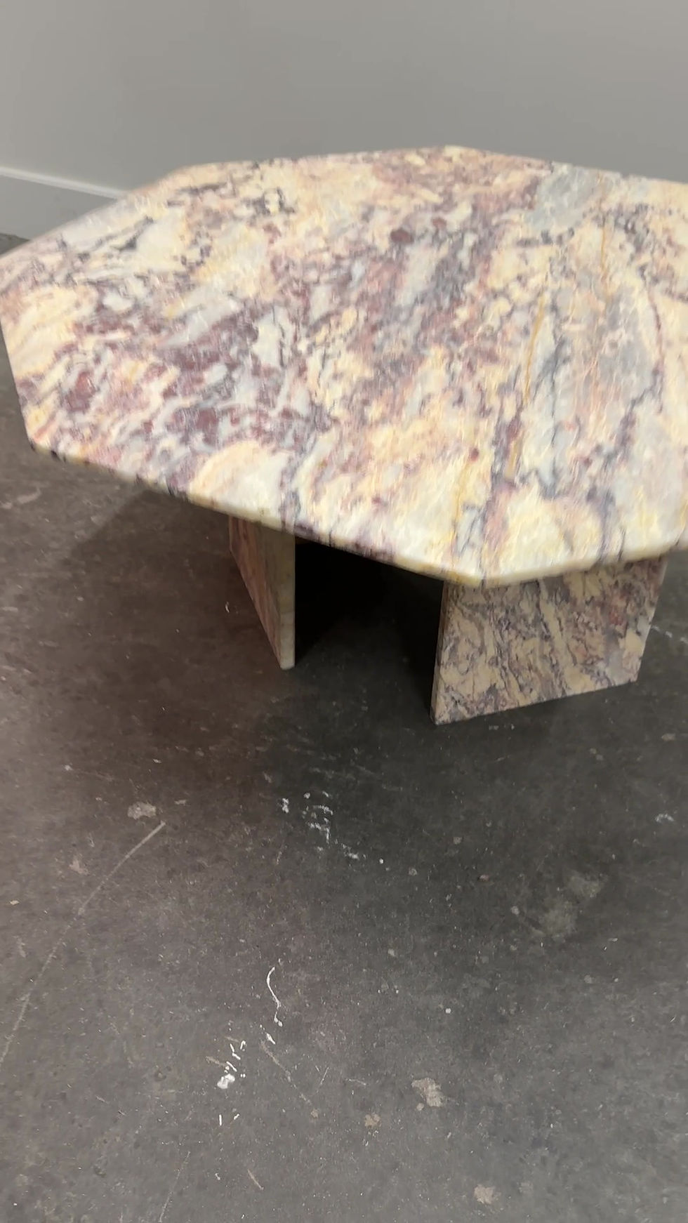 Thumbnail: Vintage Italian Octagonal Pink Purple Marble Coffee table, Italy 1980s.