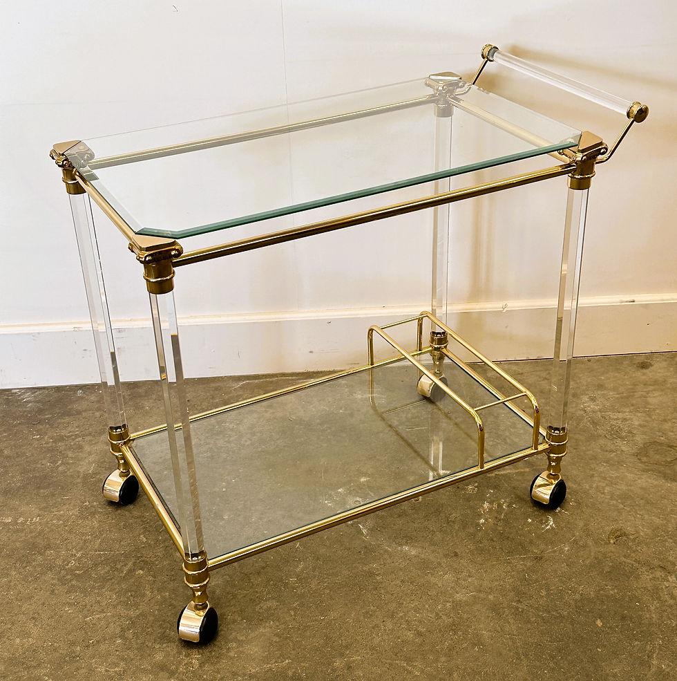 Hollywood Regency Lucite and Brass Bar Cart, 1980s