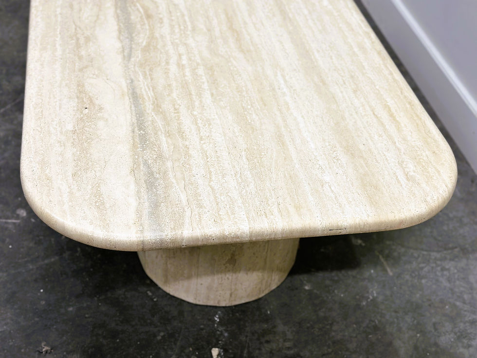 Thumbnail: Vintage Rectangular Travertine Coffee Table with rounded Corners, 1970s