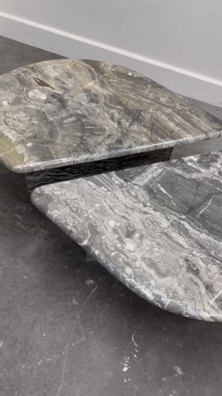 Thumbnail: Vintage Gray And White Marble Coffee Table, France 1980s