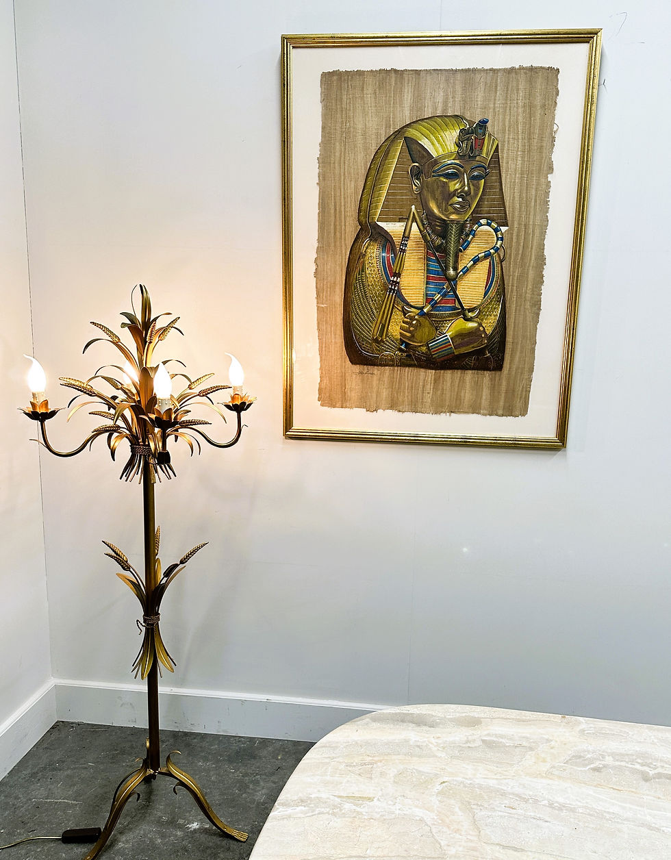 Thumbnail: Large Original Signed Painting of Toethanchamon on Egyptian Papyrus, 1980s.