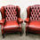 Thumbnail: Stunning Pair Of MidCent. Chesterfield Wing Back Chairs In Striking Burgundy Red
