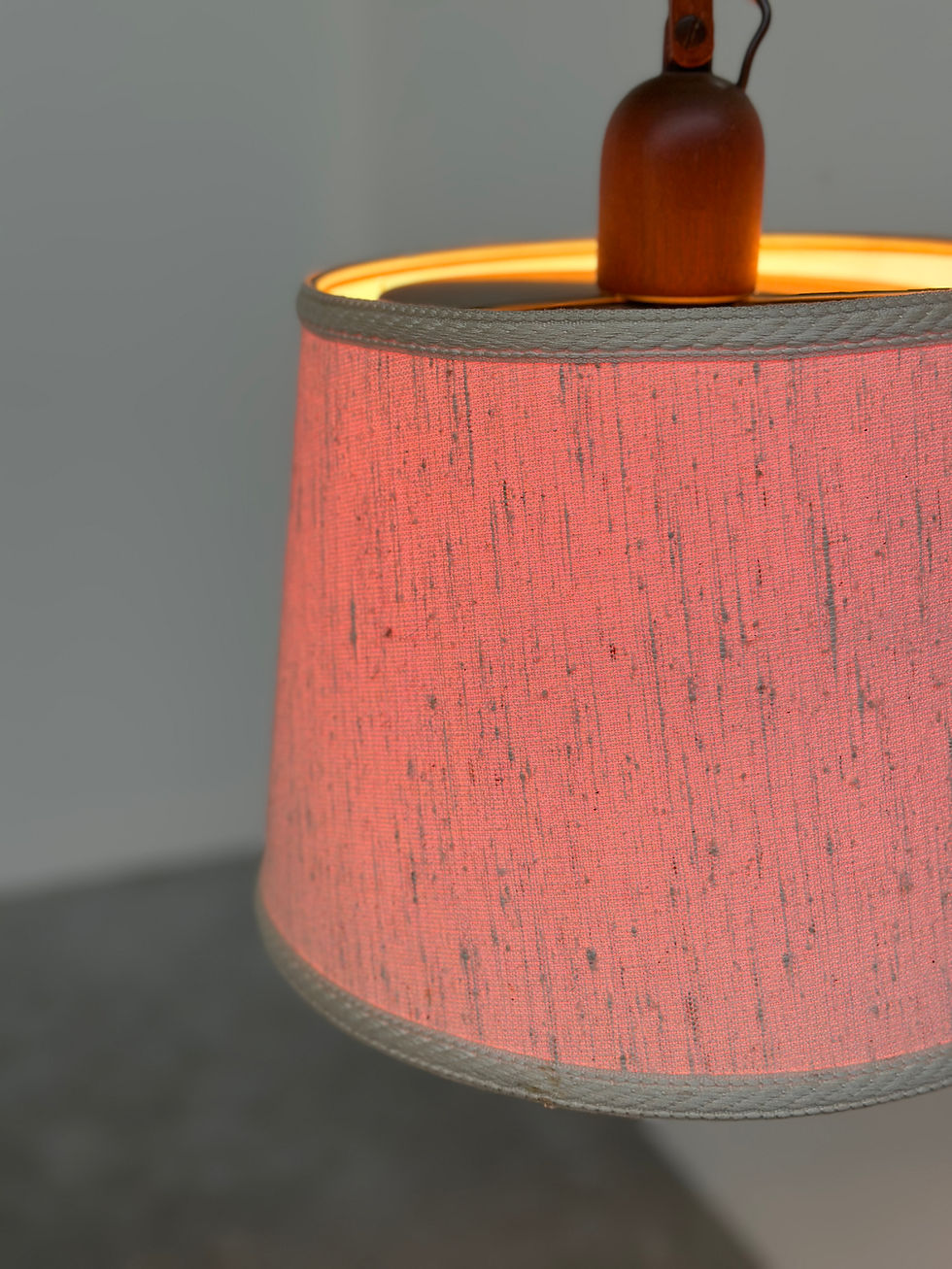 Thumbnail: Mid-Century Modern Adjustable Teak Arc Floor Lamp with Fabric Shade, 1960s