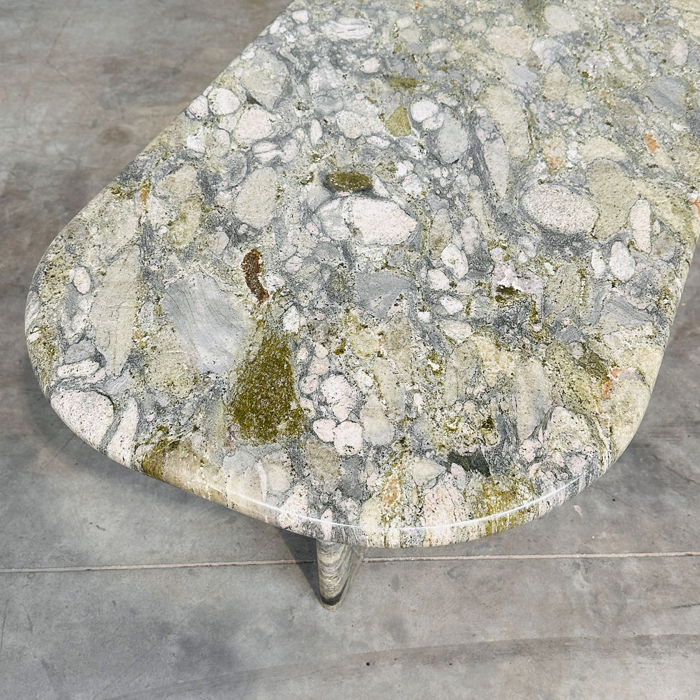 Thumbnail: Vintage Verde Marinace Marble Coffee Table, Brazilian Stone Coffee Table, 1980s