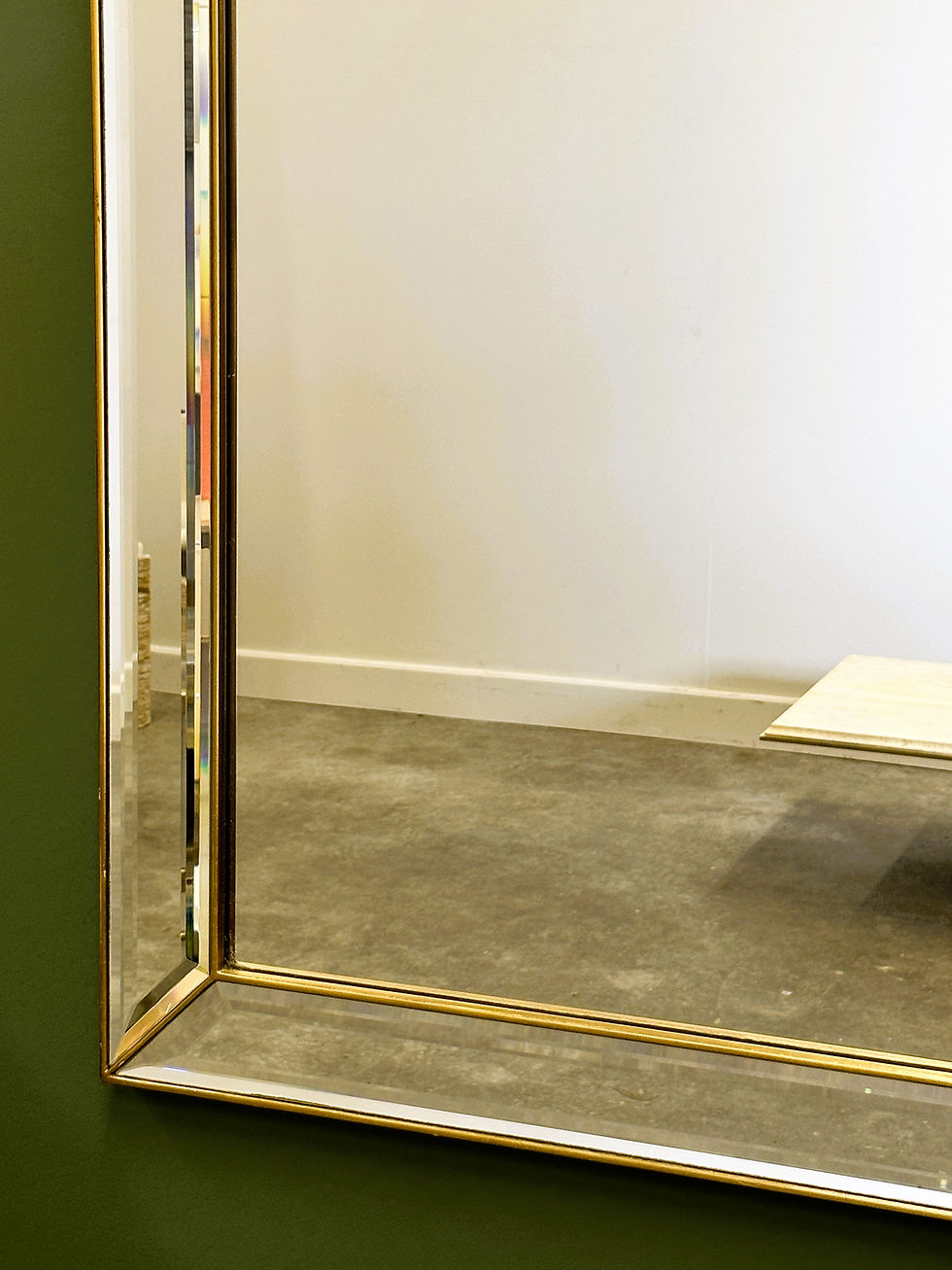 Thumbnail: Vintage Large facet cut luxury mirror with gilded frame by Deknudt, Belgium 1980