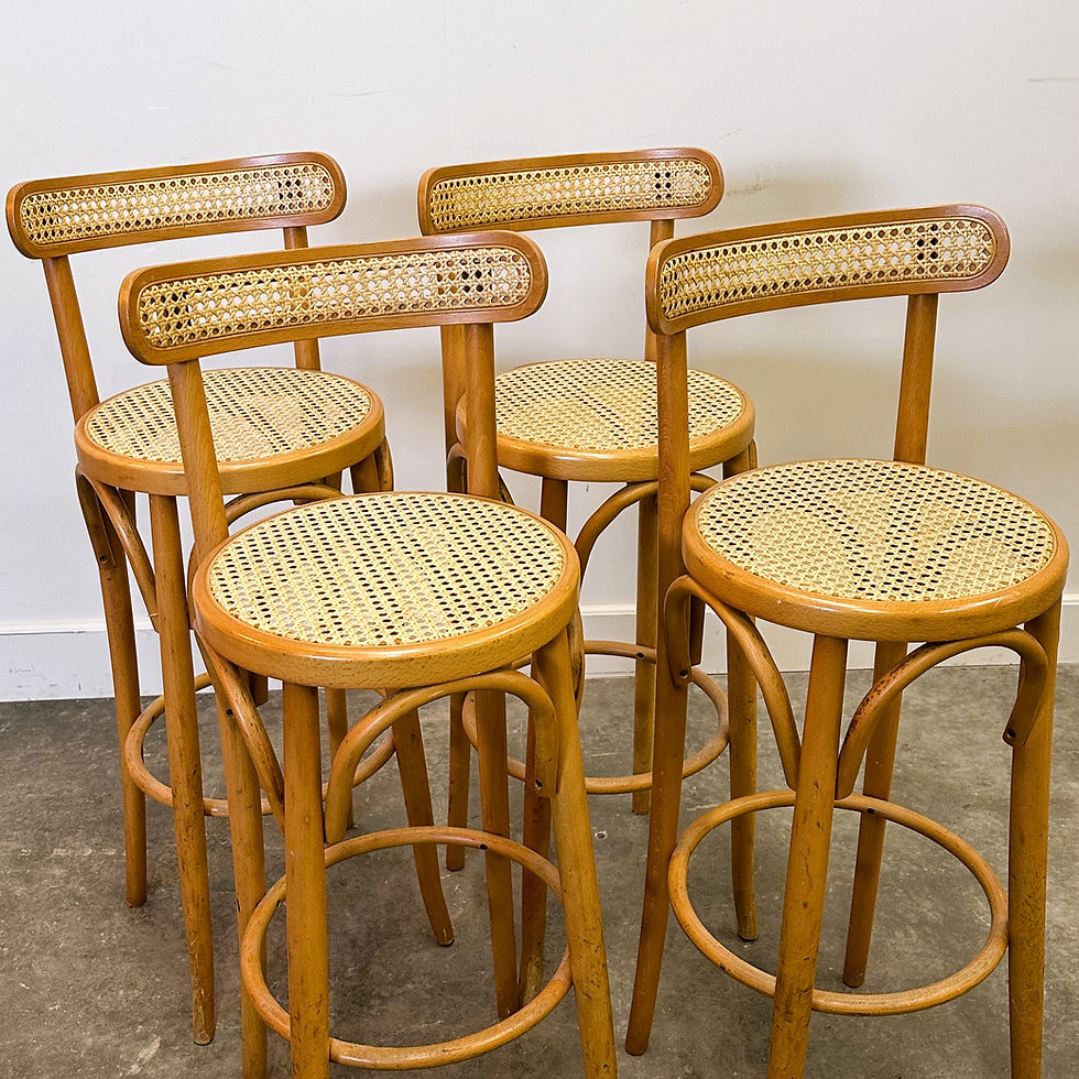 Thumbnail: Set of 4 Vintage Italian Bentwood & Cane Bar Stools, 1970s