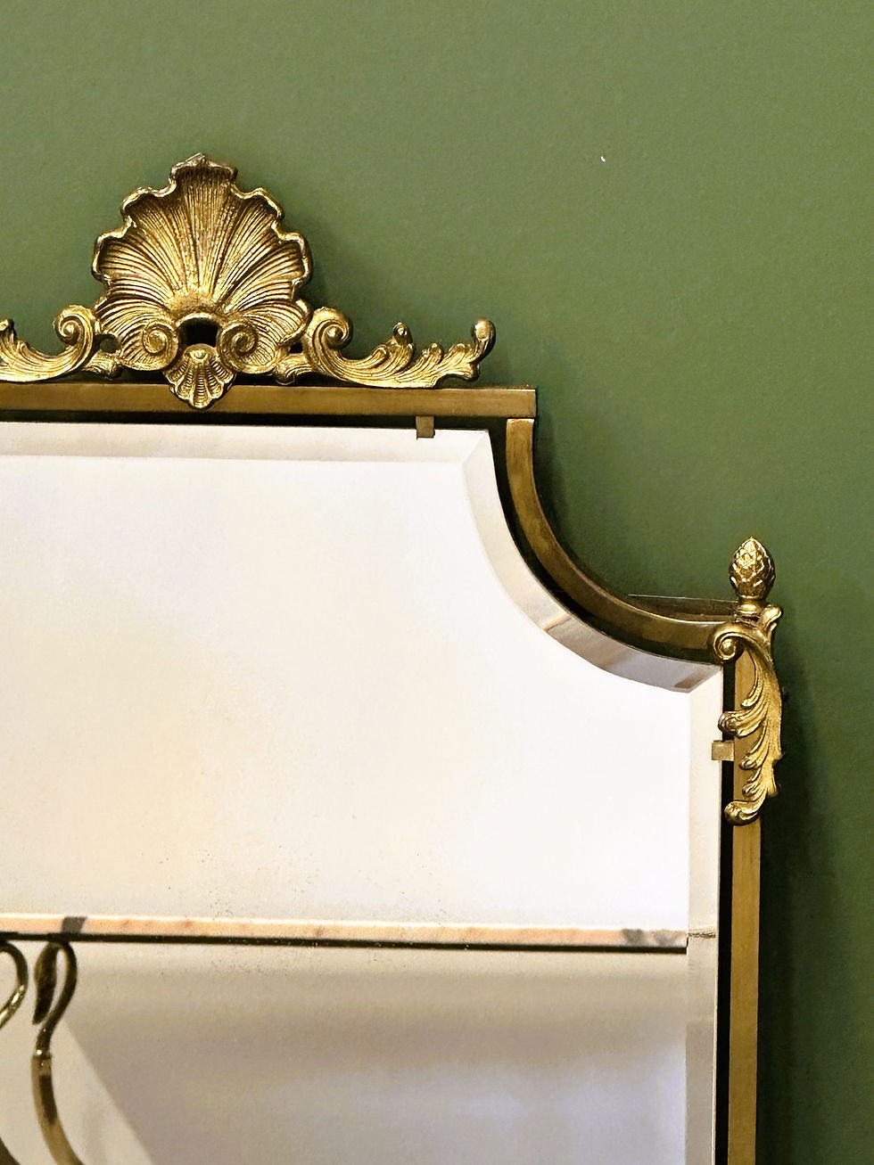 Thumbnail: Vintage Pair of Classical Mirrors with Brass Scallop Details, 1960s. France