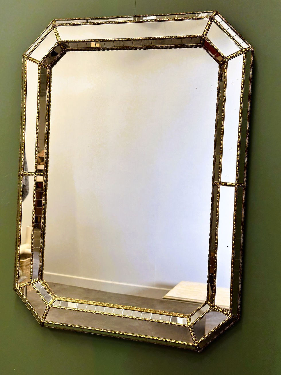 Thumbnail: Vintage Venetian style octagonal Gold Hollywood Regency Mirror, Spain 1980s.