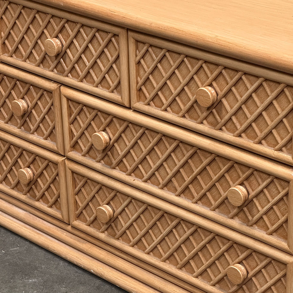Thumbnail: Oak & Faux Rattan-Front Dresser - Chest of drawers by Maugrion for Roche Bobois,