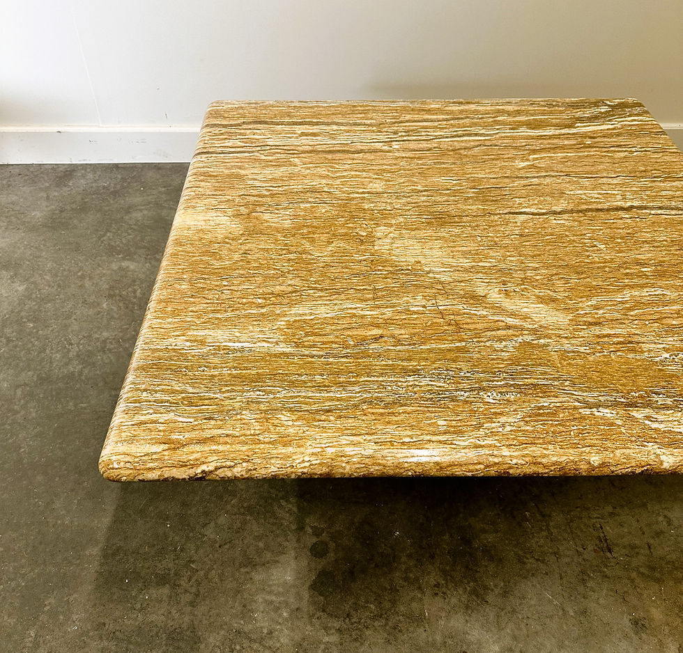 Thumbnail: XL Vintage Square Caramel Travertine Coffee Table, 1980s