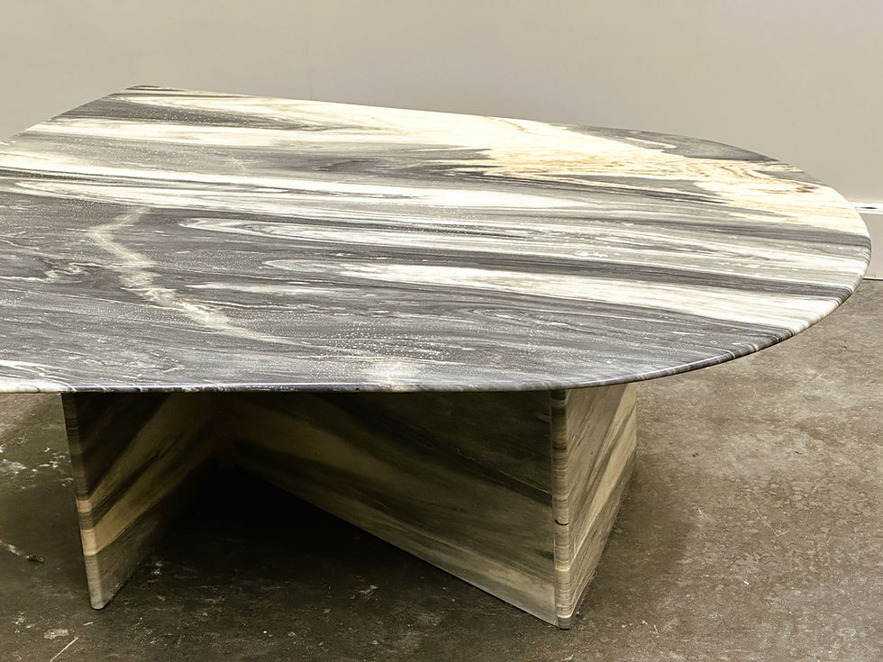 Thumbnail: Large Vintage Unique Marble Table with Zig Zag Base, France, 1980s
