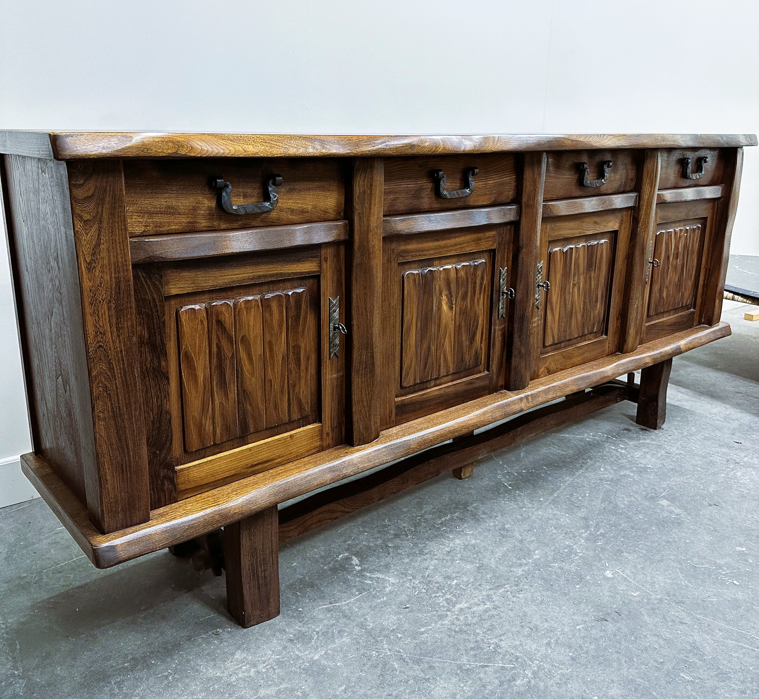 Brutalist Solid Elm Sideboard By Olavi Hanninen, 1960s, Finland