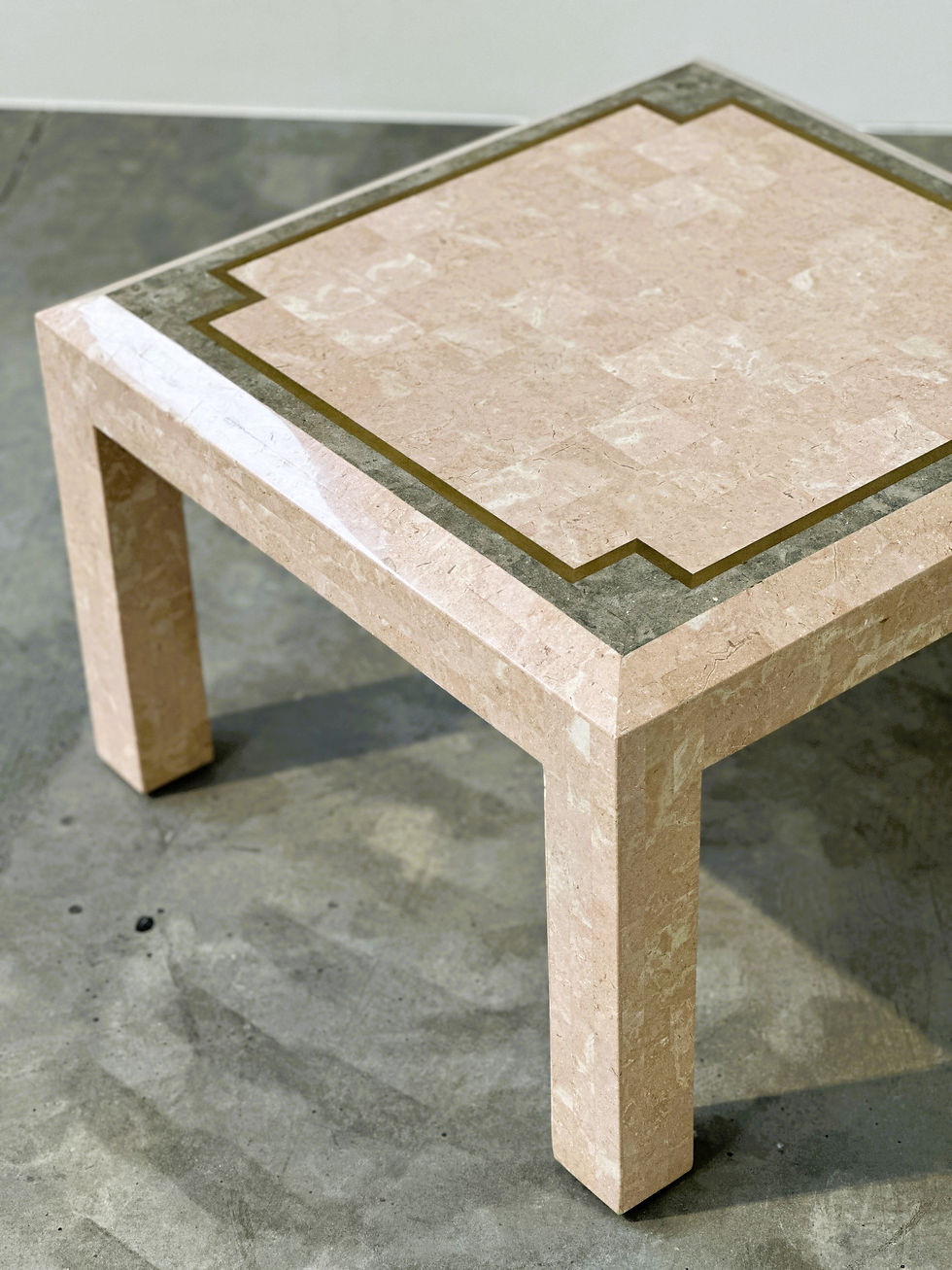 Thumbnail: Postmodern Pink Marble Coffee Table with Brass Inlay, Italy, 1980s