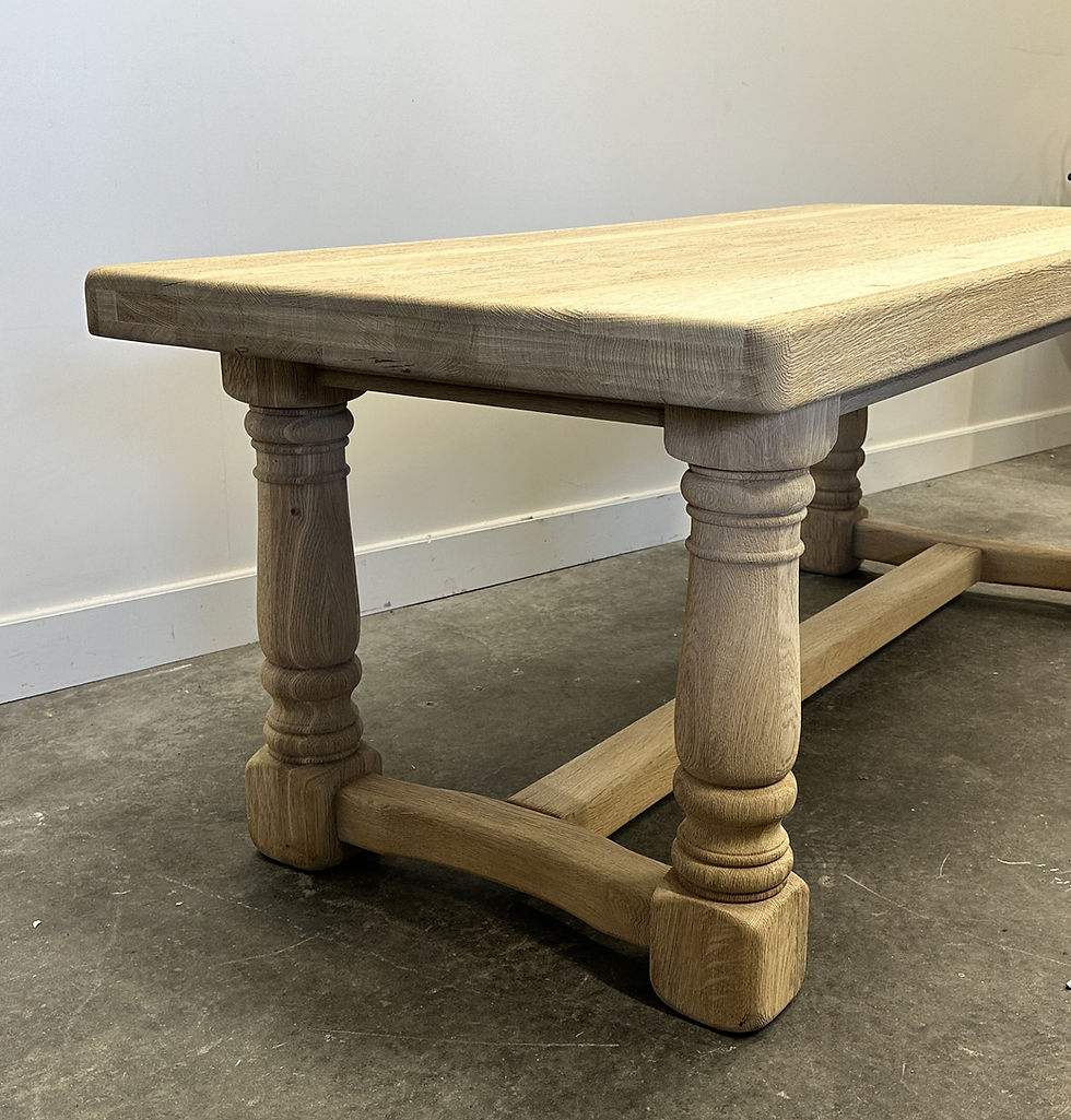 Thumbnail: Large Sanded Full Oak Vintage French Dining Table, 1960s. France