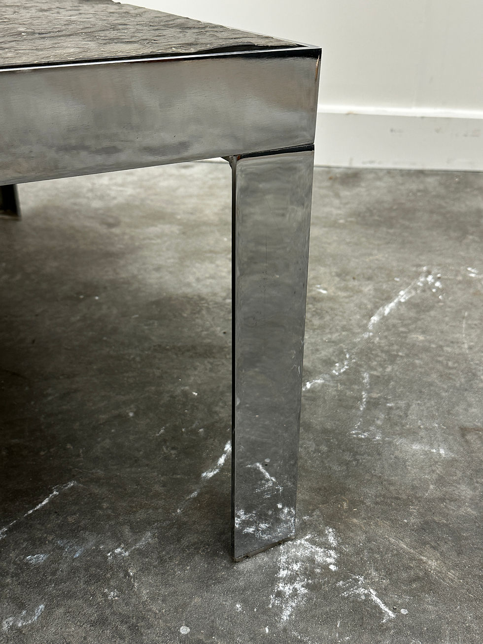 Thumbnail: 1970s Slate and Chrome Coffee Table with Shell Fossil, Germany 1970s.