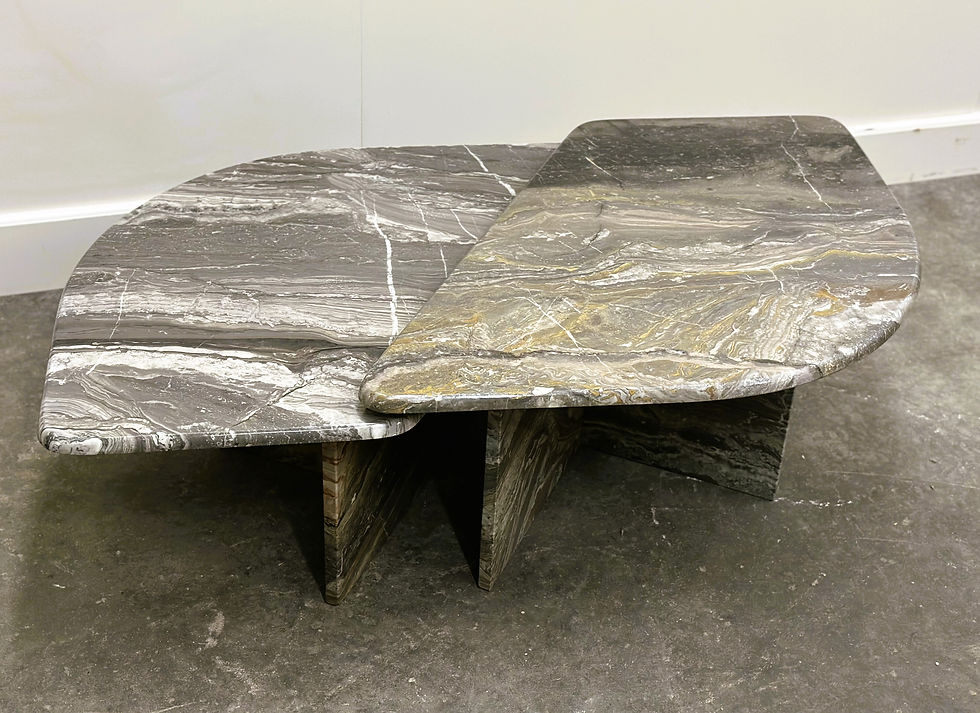 Thumbnail: Vintage Gray and White Marble Coffee Table, France 1980s