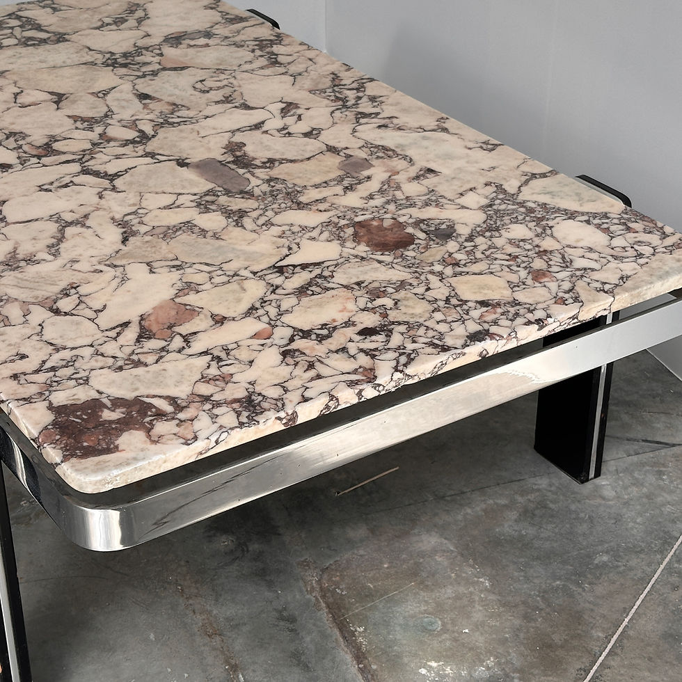 Thumbnail: Violetta Calacatta Marble Coffee Table on Chrome Base, 1970s