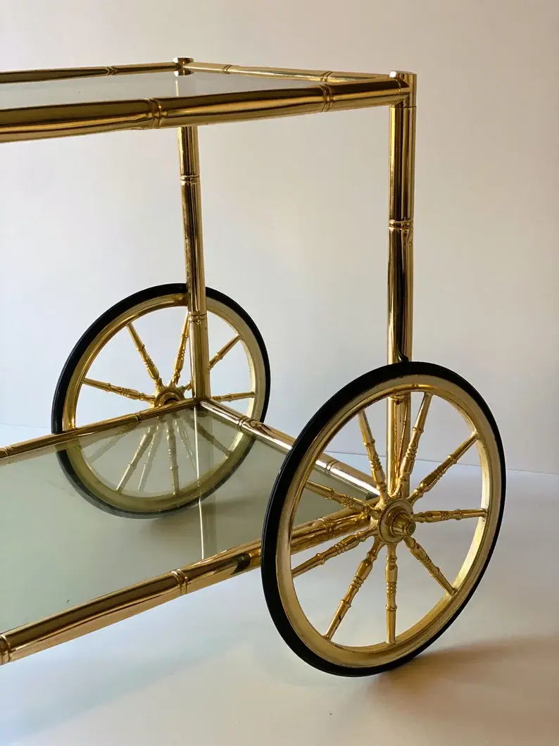 Thumbnail: Faux Bamboo Brass Bar Cart Made in Italy