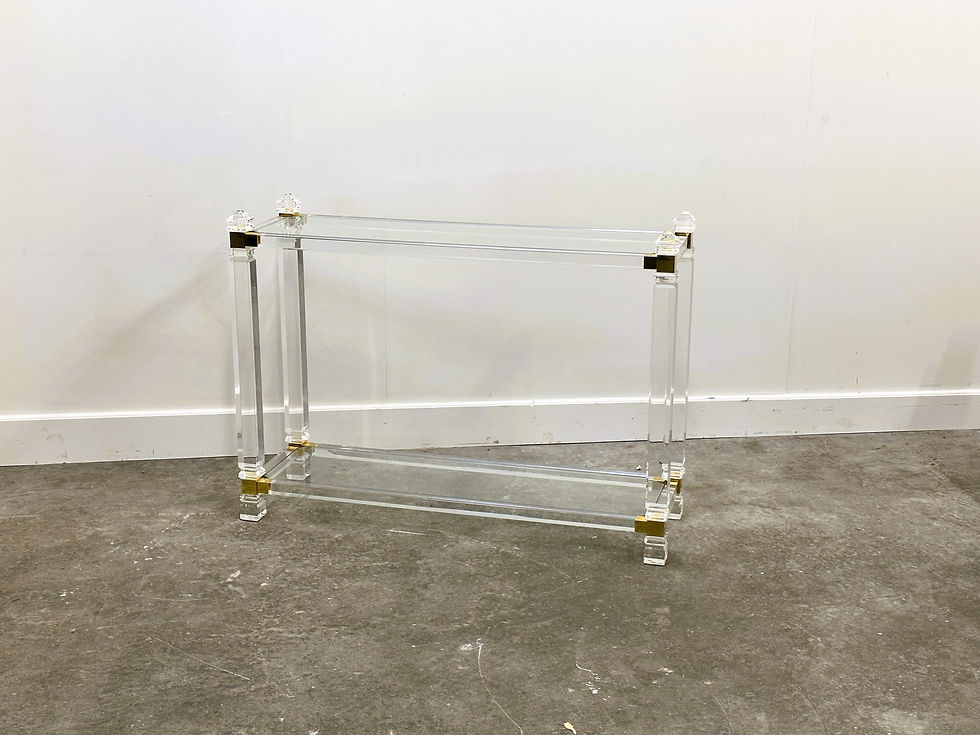Thumbnail: Vintage Lucite Console With Brass Details, 1980s