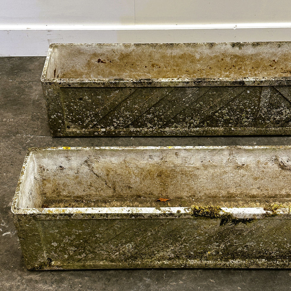 Thumbnail: Vintage Lightweight Concrete Planter with Diagonal Relief, 1960s