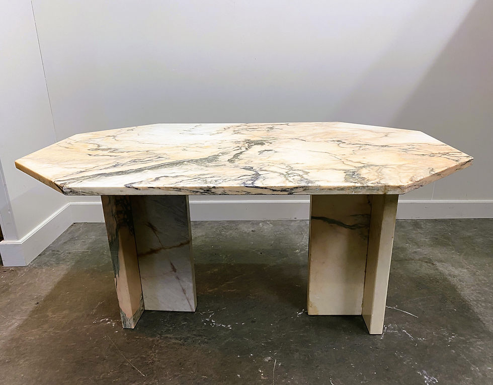Thumbnail: Blush Pink Octogonal italian marble dining table 1970s - italian stone dining ta