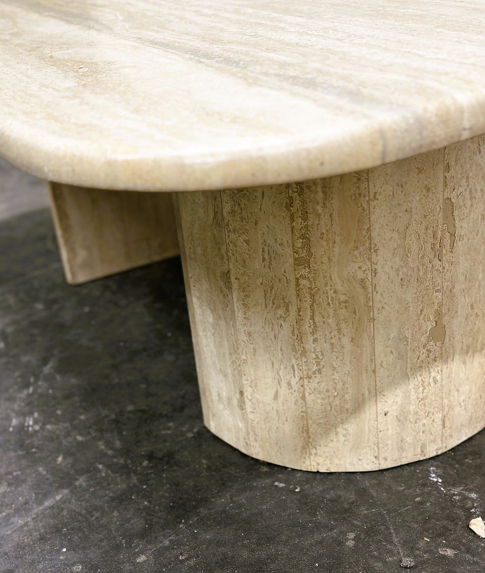 Thumbnail: Vintage Rectangular Travertine Coffee Table with rounded Corners, 1970s