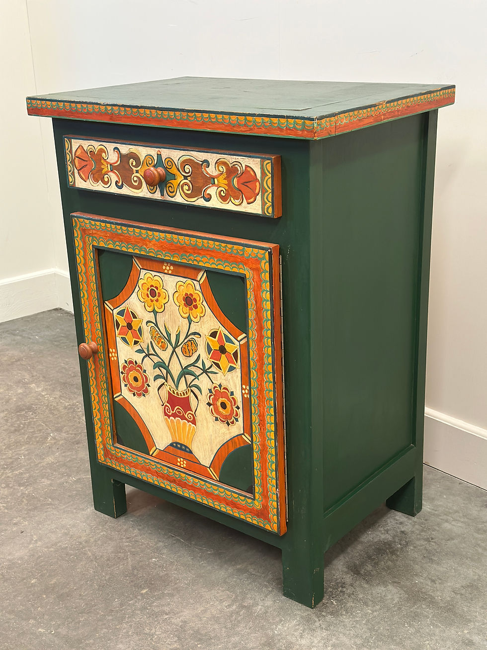 Thumbnail: Large Hand-Painted Provençal Folk Art Cabinet by a Provençal Artist, 1970s