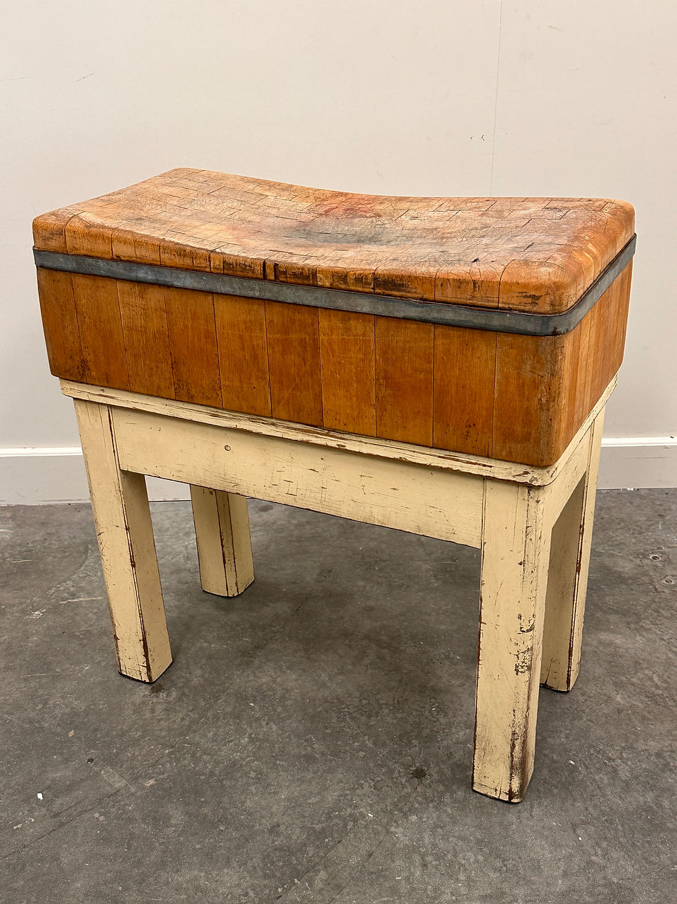 Authentic Charming French "Billot de Boucherie" Butcher Block in Solid Beechwood