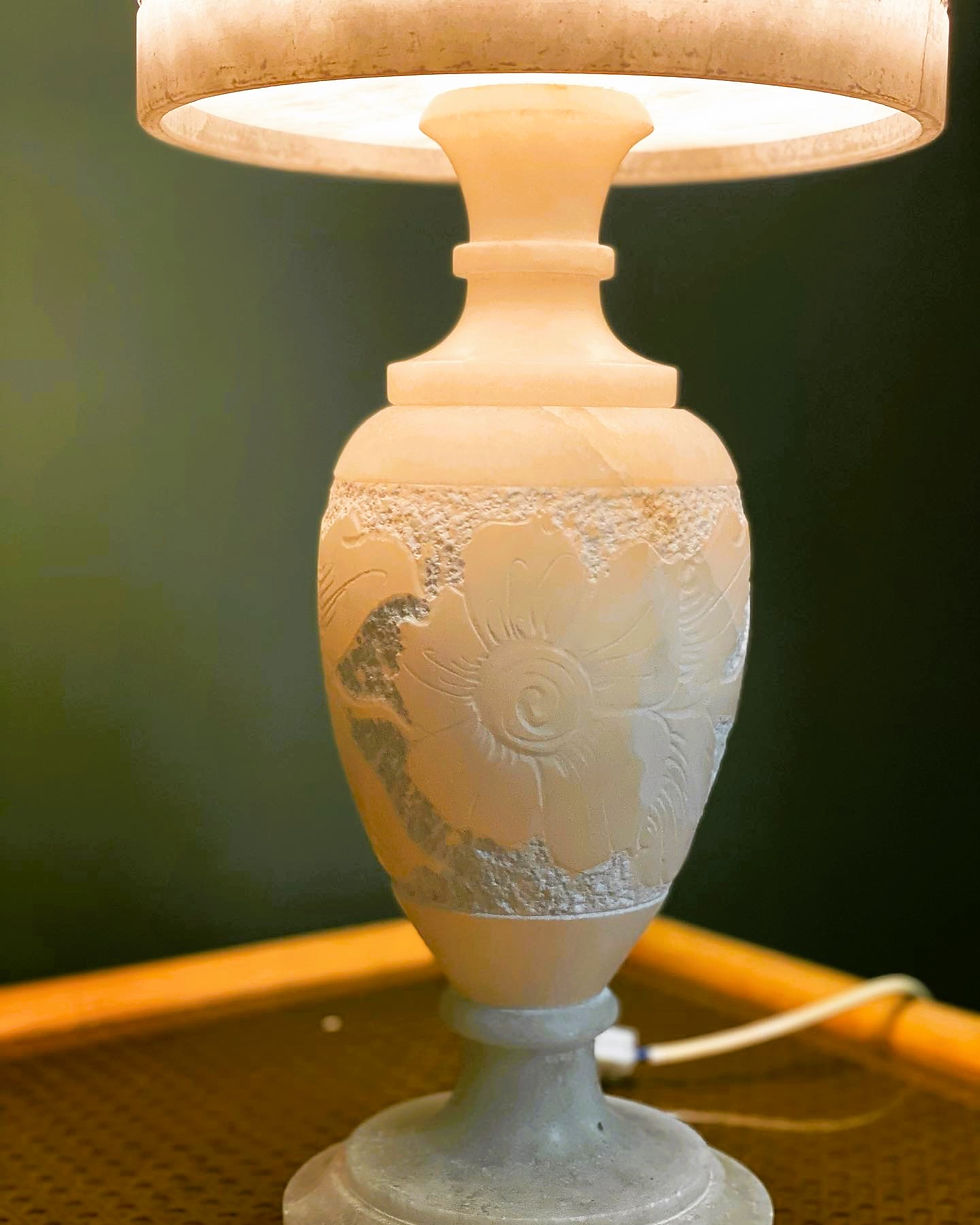 Thumbnail: Vintage Alabaster Table Lamp With Alabaster Lamp Shade, 1970s.