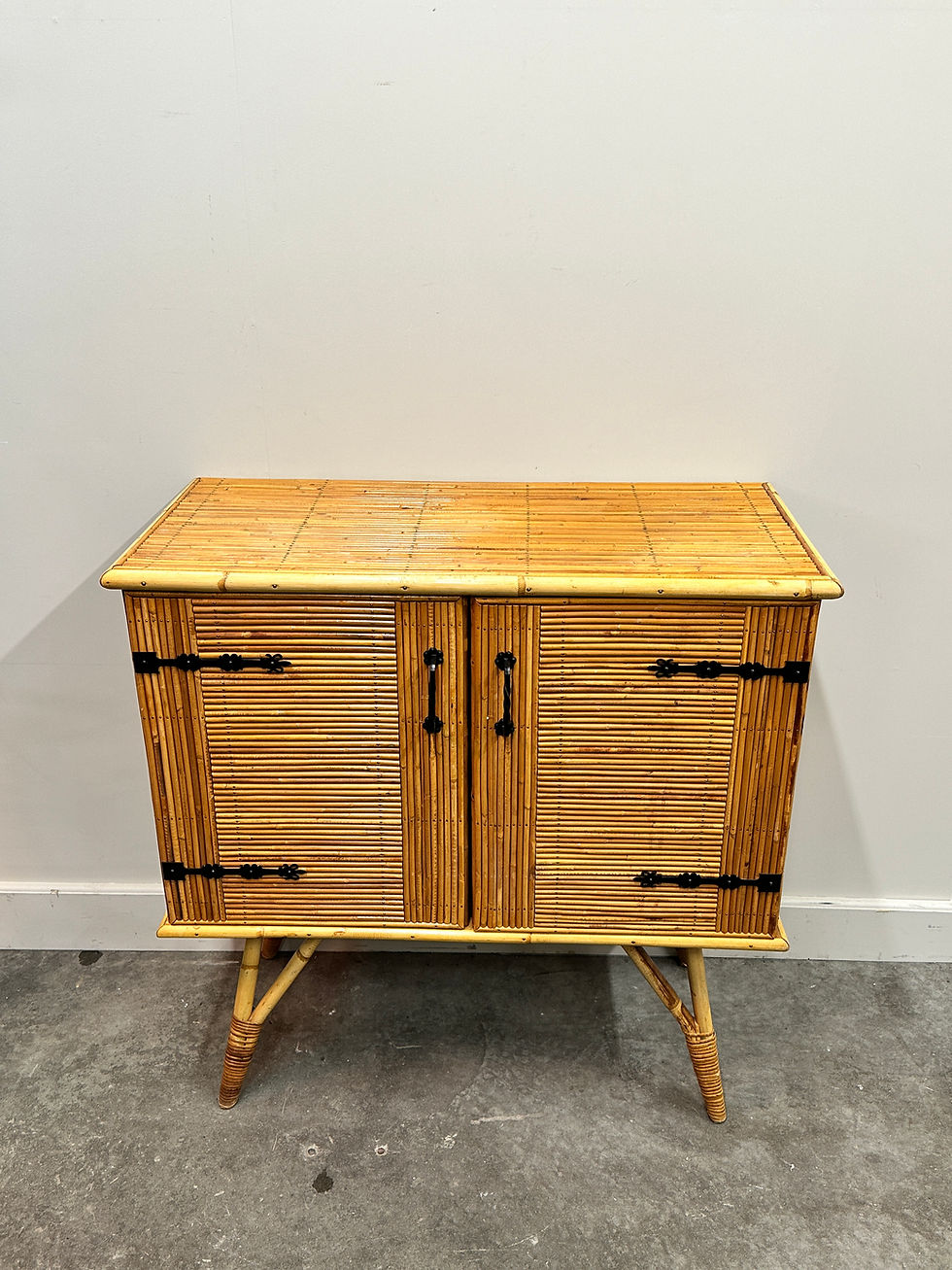 Thumbnail: Bamboo Sideboard Cabinet Cupboard by Adrien Audoux and Frida Minet. France, 1960