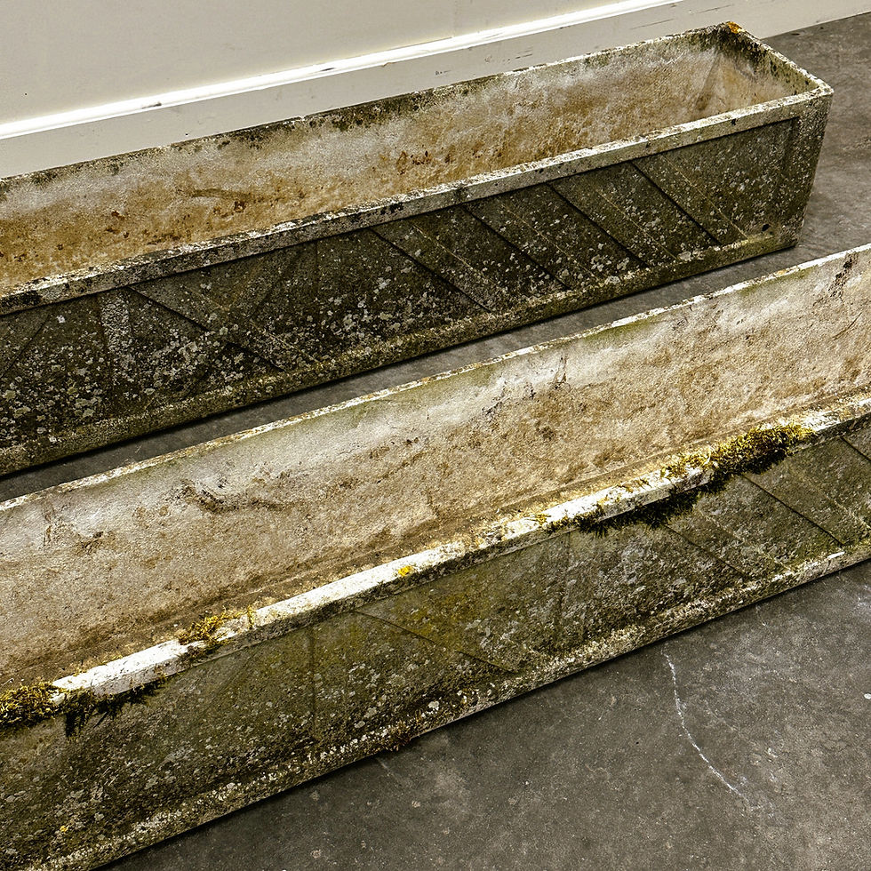 Thumbnail: Vintage Lightweight Concrete Planter with Diagonal Relief, 1960s