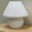 Thumbnail: Vintage White Swirl Glass Mushroom Lamp – Italian Style Opaline Table Lamp. 1970