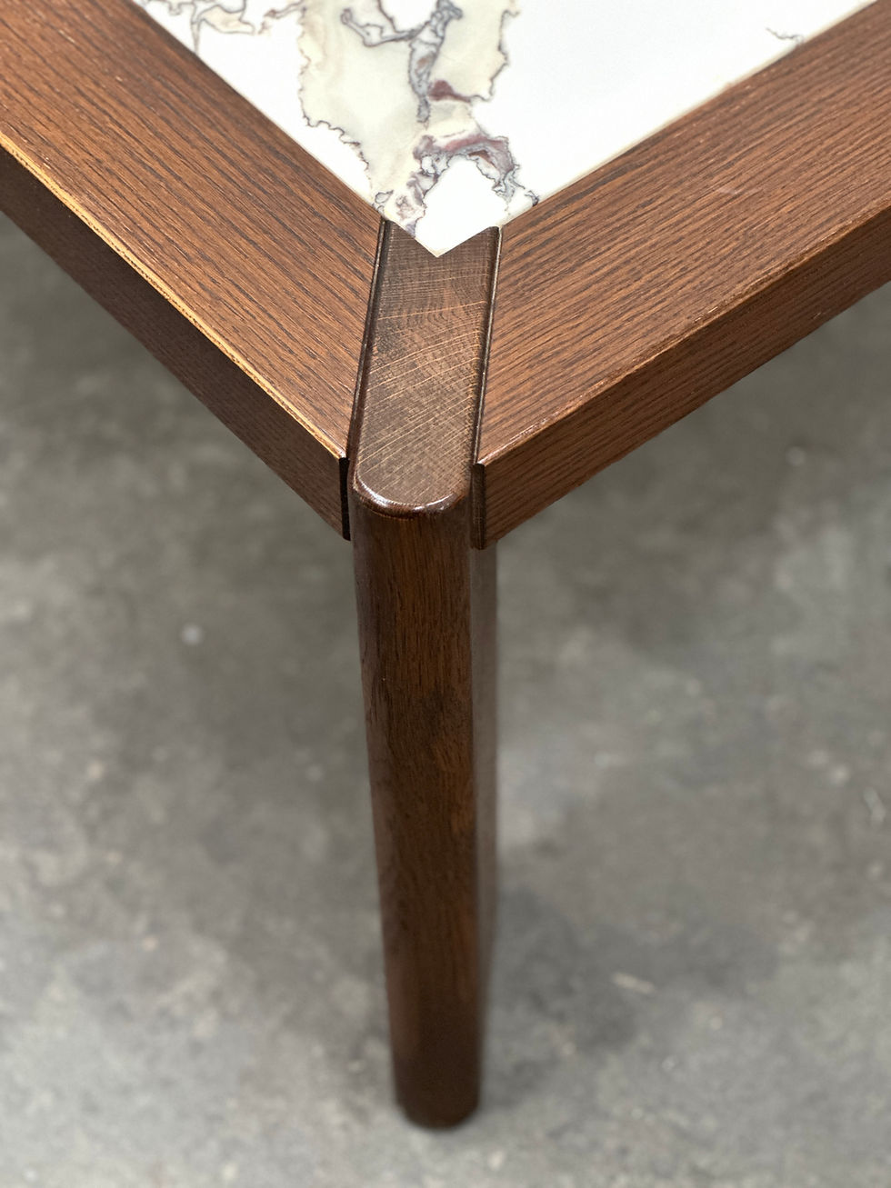 Thumbnail: Large 1970s Belgian Oak Coffee Table with Breccia Marble Top – Signed and Dated
