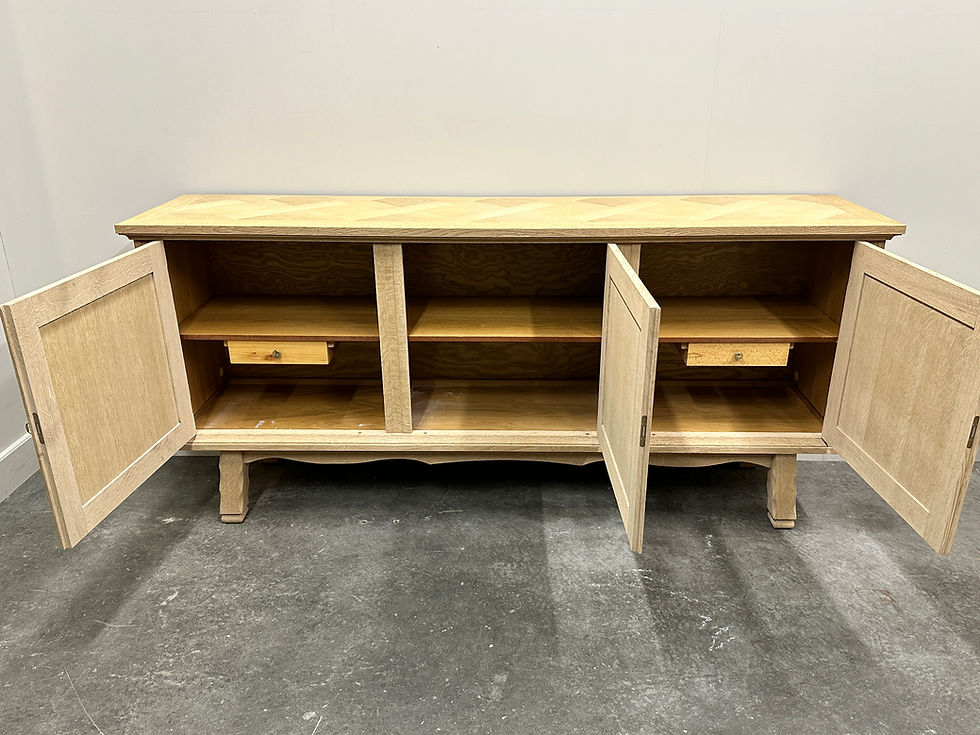 Thumbnail: Vintage Sanded Oak Sideboard with Scalloped Compass Feet, 1960s.