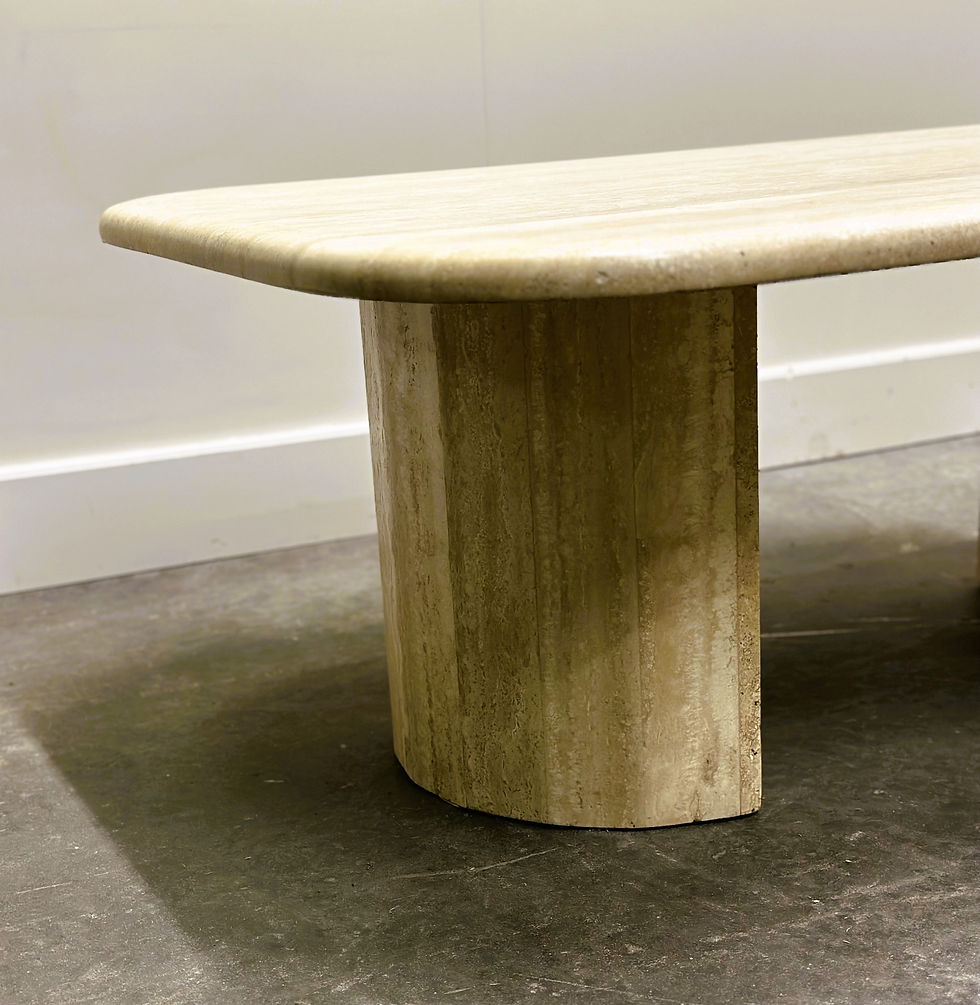 Thumbnail: Vintage Rectangular Travertine Coffee Table with rounded Corners, 1970s
