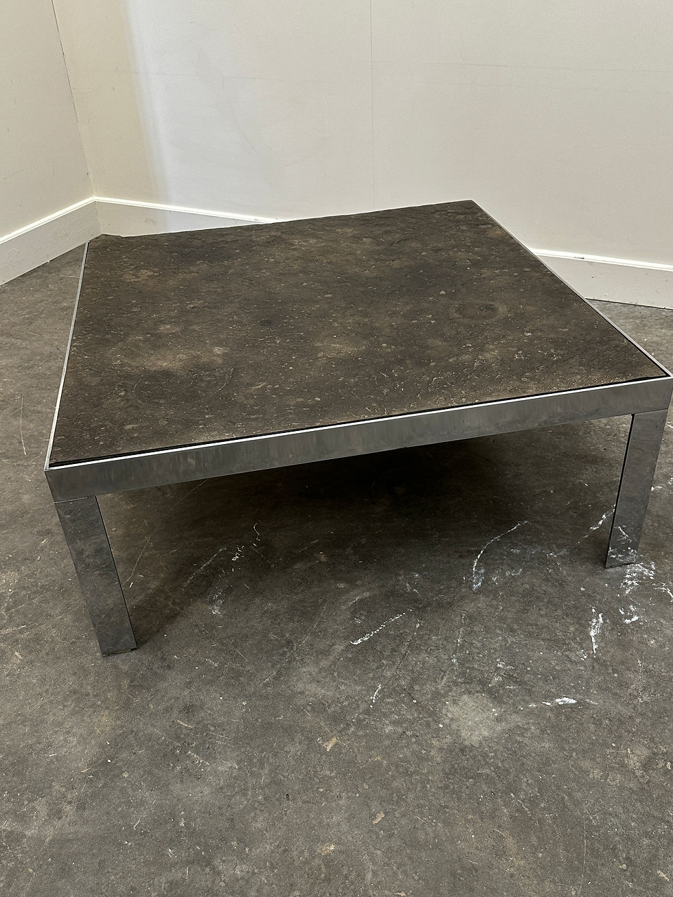 Thumbnail: 1970s Slate and Chrome Coffee Table with Shell Fossil, Germany 1970s.