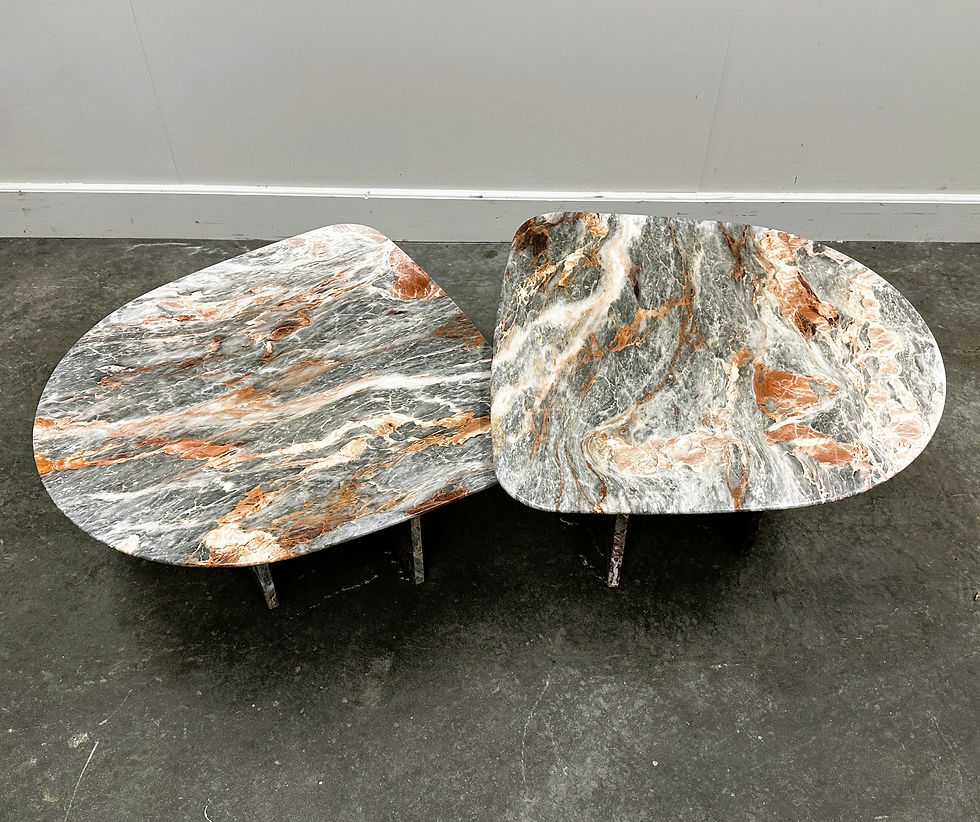 Thumbnail: Vintage Expressive Pair of Organic Breccia Capraia Marble Coffee Tables, Italy,