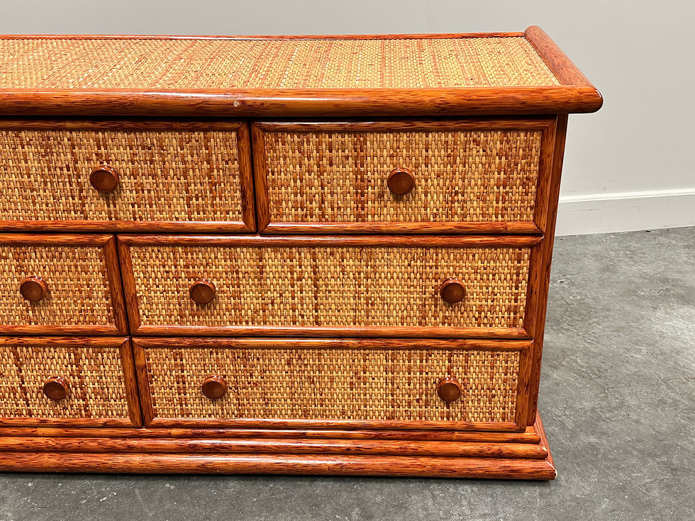 Thumbnail: Vintage Rattan Chest of Drawers by Maugrion, France 1970s.