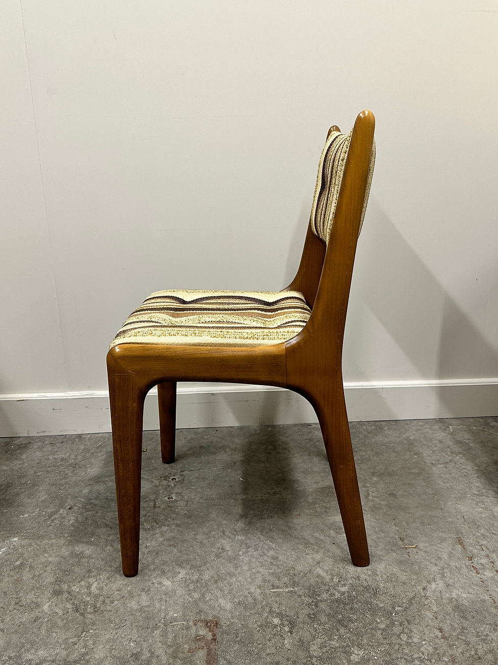 Thumbnail: Set of 4 Teak Danish Dining Chairs with Original Fabric, 1970s