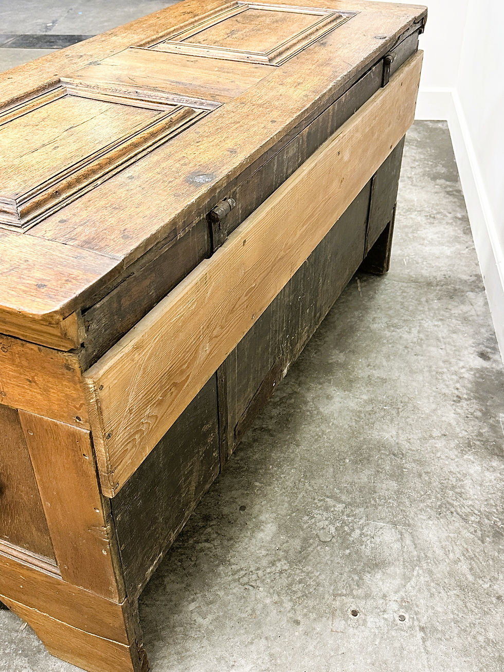 Thumbnail: Exquisite 18th Century German Baroque Travel Trunk – Dated 1737 – With Ebony Inl