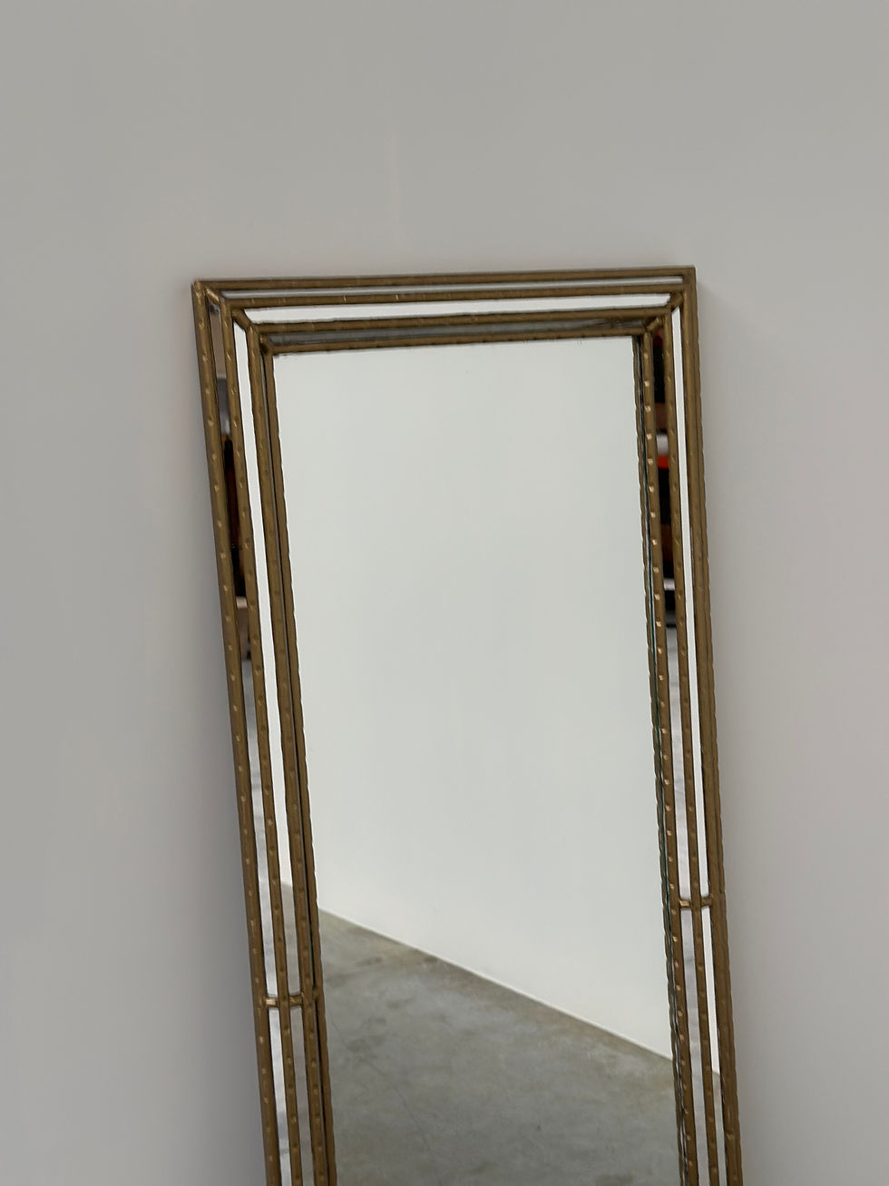 Thumbnail: Vintage Gilt Faux Bamboo Full-Length Mirror – Hollywood Regency, 1980s