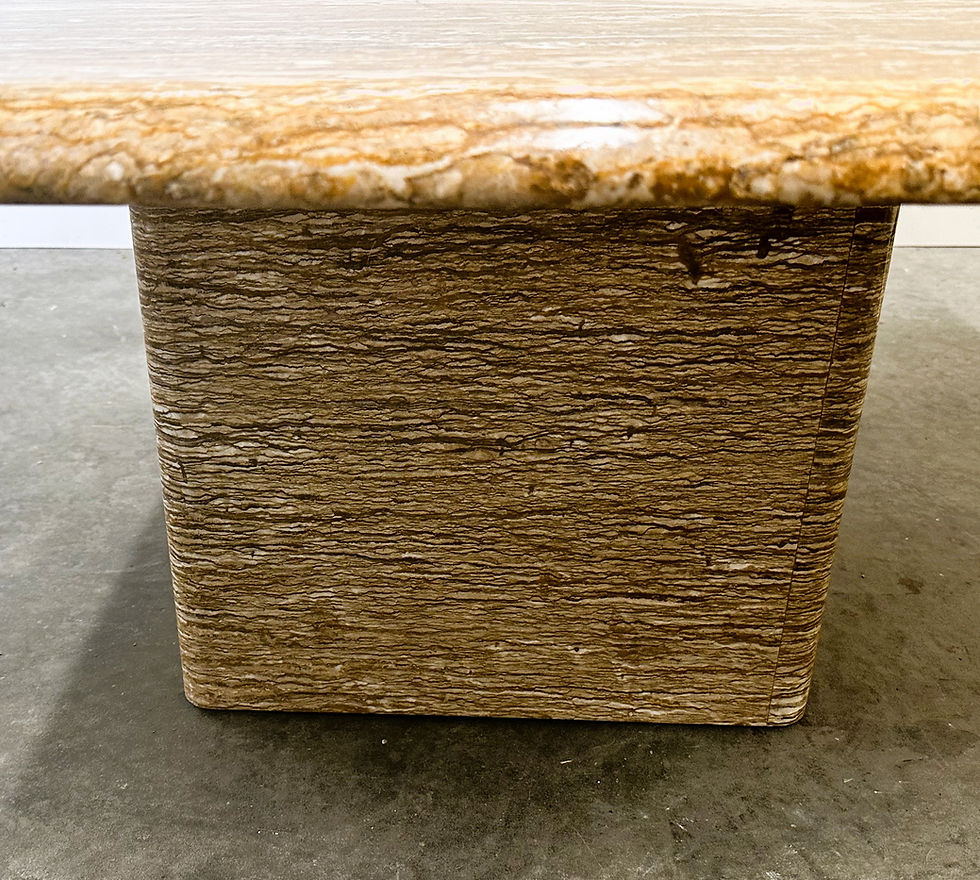 Thumbnail: XL Vintage Square Caramel Travertine Coffee Table, 1980s